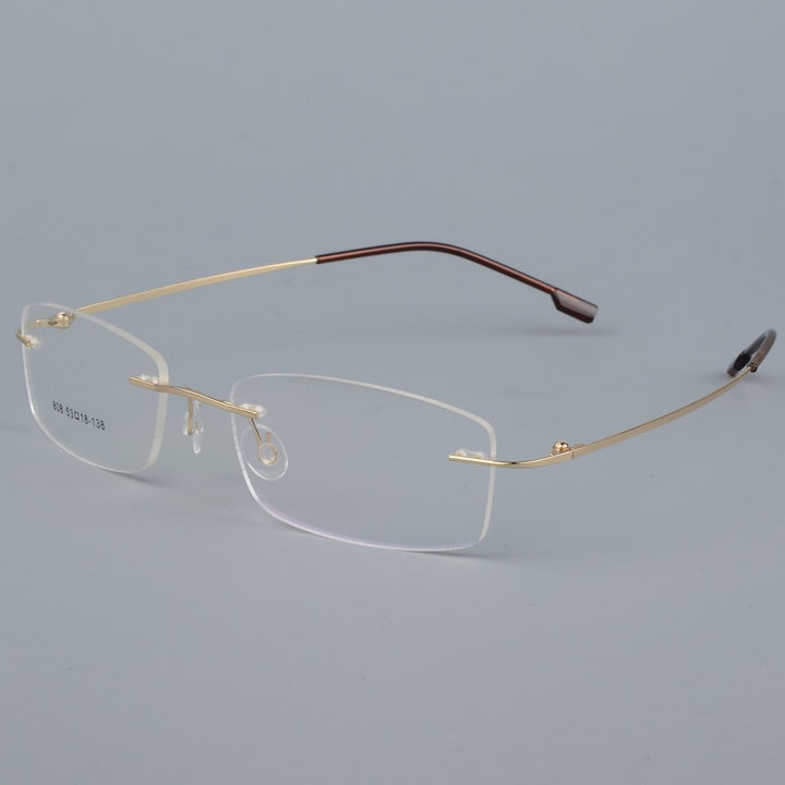 Bclear Men's Eyeglasses Titanium Alloy Rimless Ultralight Sj808 Rimless Bclear Gold  