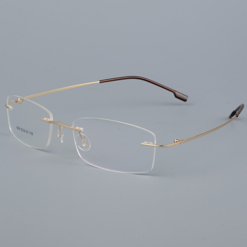 Men's Titanium Alloy Rimless Frame Eyeglasses SJ808 Rimless Bclear Gold  
