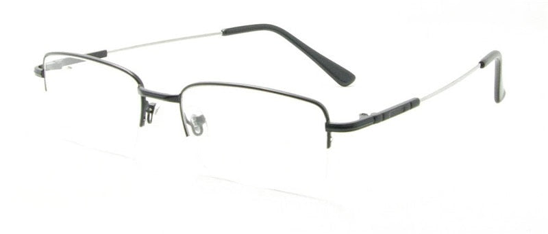 Brightzone Unisex Square Eyeglasses Semi Rim Alloy B8519 Semi Rim Brightzone black  