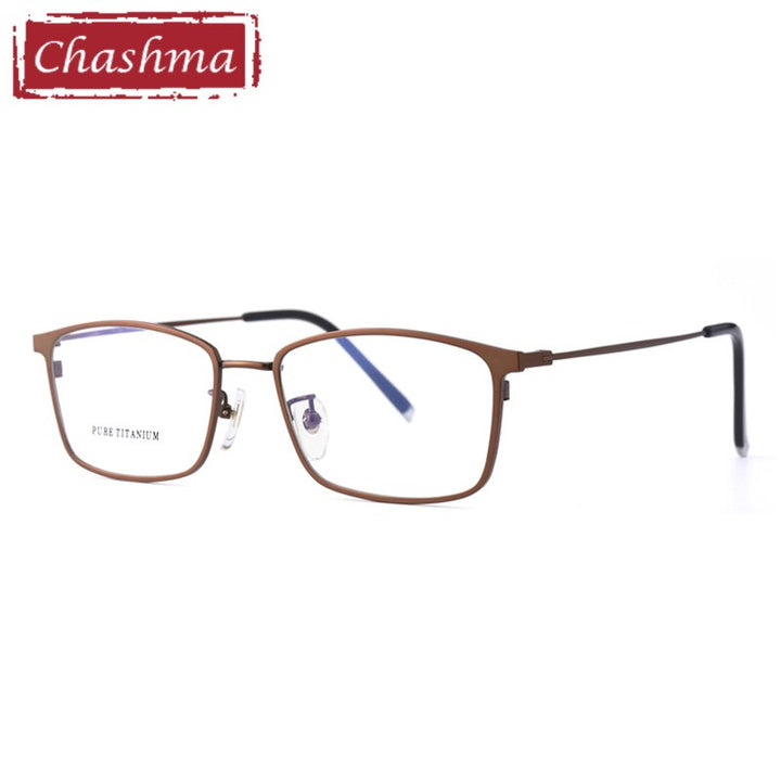 Chashma Ottica Men's Full Rim Square Titanium Eyeglasses 9910 Full Rim Chashma Ottica Brown  