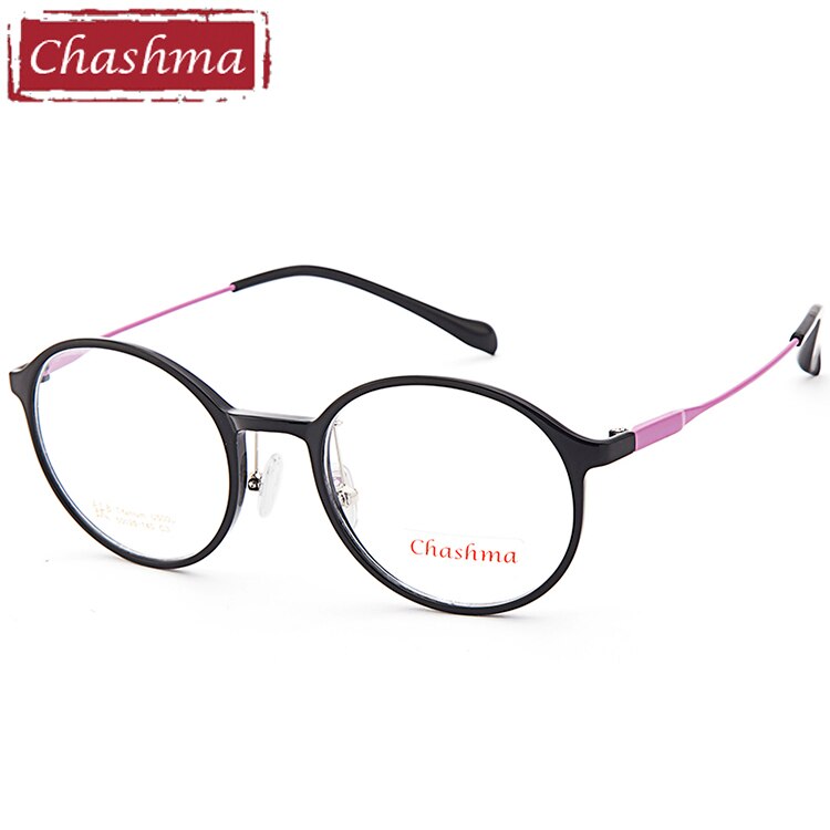 Unisex Eyeglasses B Titanium Ultem Round 5003 Frame Chashma Black with Purple  