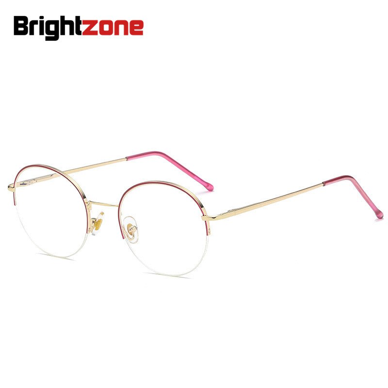Unisex Eyeglasses Anti Blue Light Acetate Round Metal Anti Blue Brightzone   