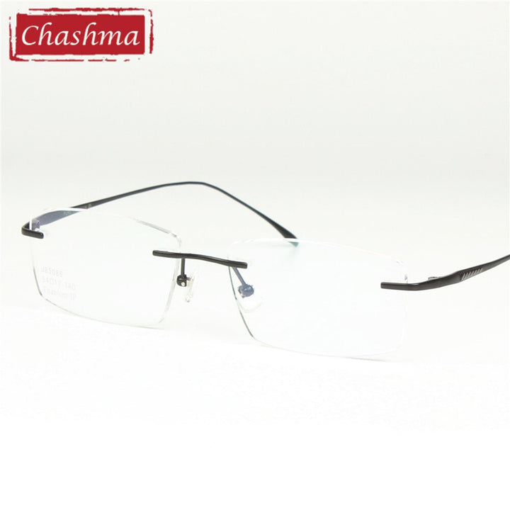 Chashma Ottica Unisex Rimless Square Titanium Eyeglasses 85086 Rimless Chashma Ottica   
