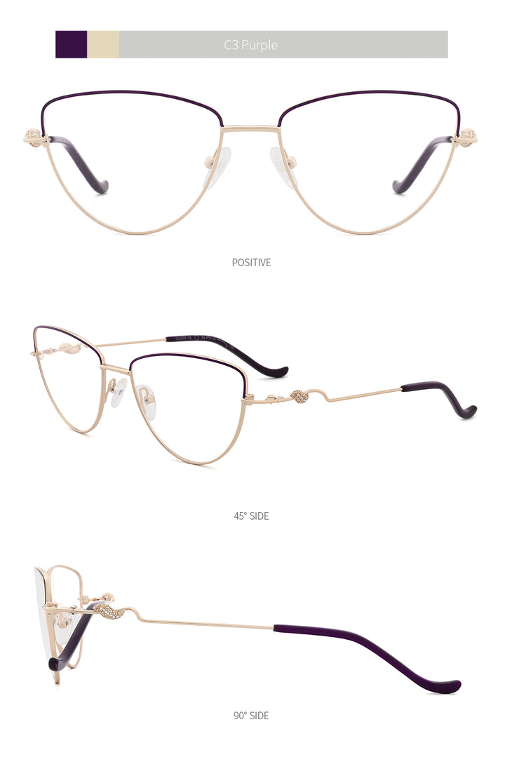 Kansept Women's Full Rim Cat Eye Stainless Steel Frame Eyeglasses Kl8366 Full Rim Kansept   