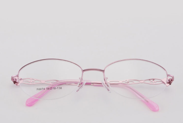Women's Half Rim Alloy Frame Eyeglasses 6074 Semi Rim Bclear   