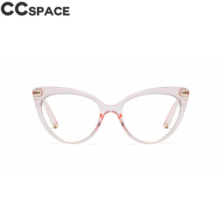 CCSpace Women's Full Rim Cat Eye Tr 90 Resin Frame Eyeglasses 45639 Full Rim CCspace C5 clear pink  