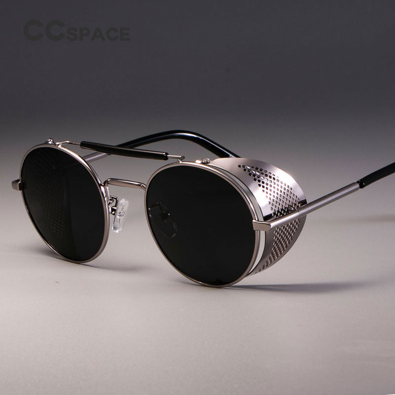 Retro Full Metal Frame Slim Curved Temple Round Sunglasses 54mm