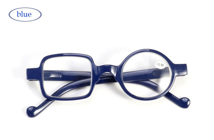Unisex Reading Glasses 26g One Round One Square Reading Glasses SunSliver +100 Blue 