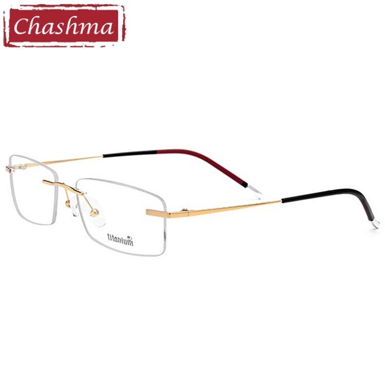 Men's Eyeglasses Titanium Rimless IP Plating Flexible 9202 Rimless Chashma Gold  