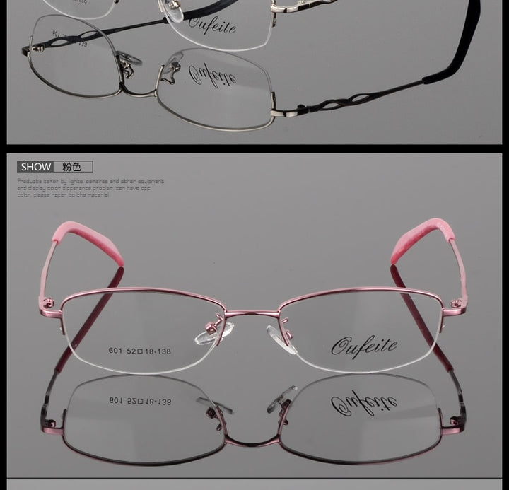 Women's Alloy Semi Rim Frame Oval Eyeglasses 601 Semi Rim Bclear   