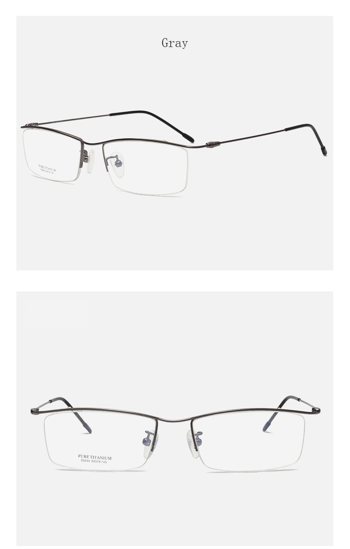 Hotony Men's Semi Rim Browline Titanium Frame Eyeglasses 6688 Semi Rim Hotony   