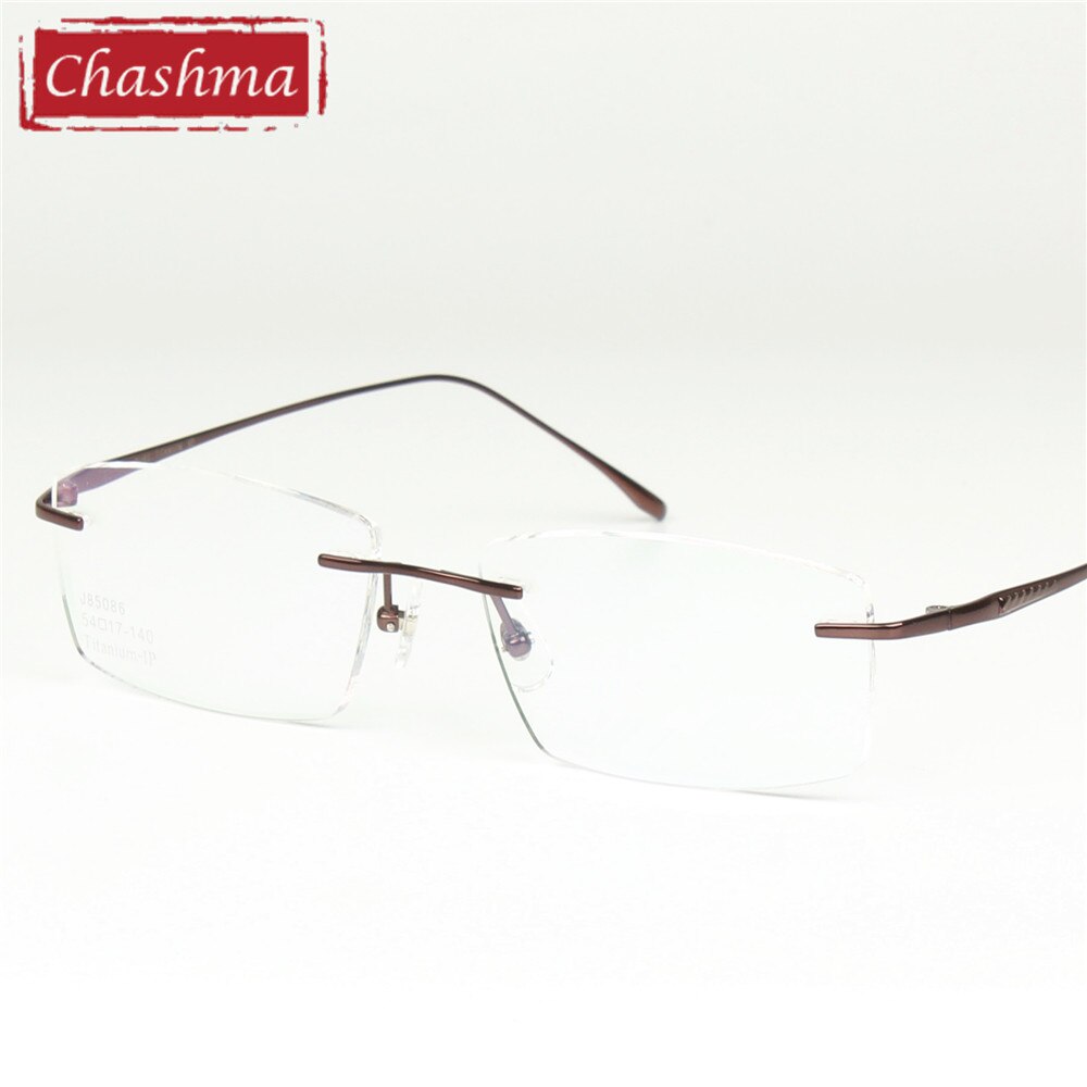 Chashma Ottica Unisex Rimless Square Titanium Eyeglasses 85086 Rimless Chashma Ottica   