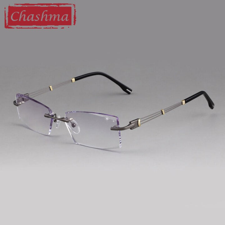 Men's Eyeglasses 58128 Rimless Alloy Rimless Chashma Gray  