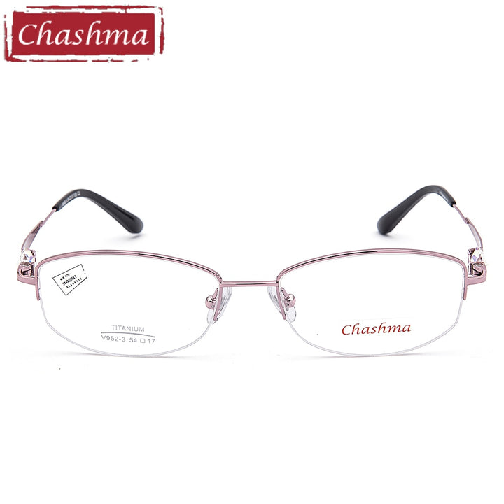 Chashma Women's Eyeglasses Pure Titanium Half Frame Stone 9523 Frame Chashma   
