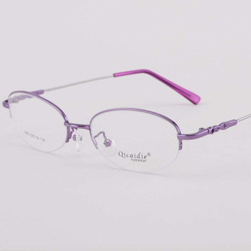 Women's Memory Alloy Semi Rim Frame Eyeglasses 605 Semi Rim Bclear Purple  
