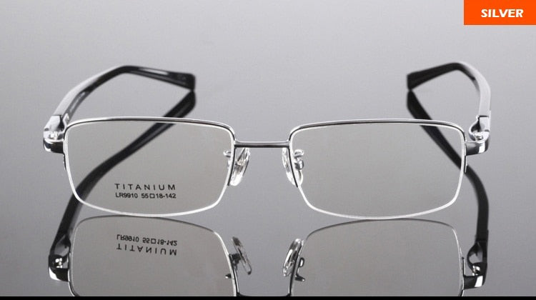 Chashma Ottica Men's Semi Rim Rectangle Square Titanium Eyeglasses Lr9910 Semi Rim Chashma Ottica Silver  