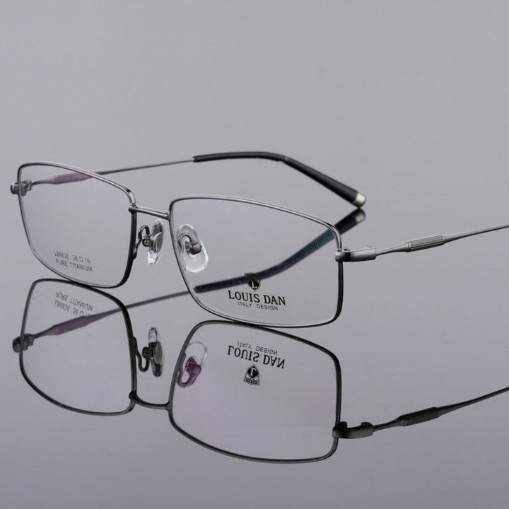 Men's Square Full Rim Titanium Frame Eyeglasses 6638 Full Rim Bclear gray  