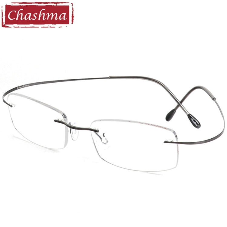 Chashma Ottica Unisex Rimless Rectangle Titanium Eyeglasses 6074 Rimless Chashma Ottica Black  