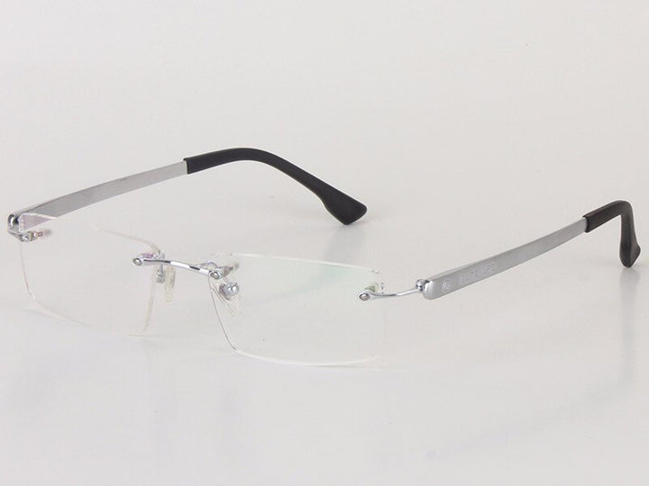 Men's Eyeglasses Titanium Rimless 018 Rimless Chashma Silver  
