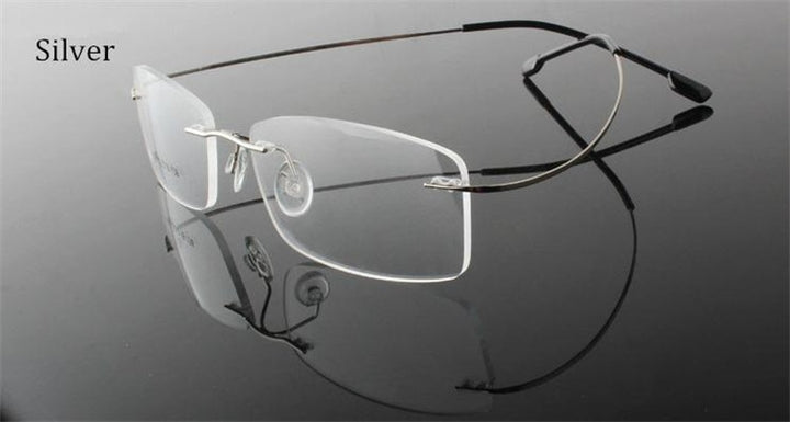 Chashma Ottica Unisex Rimless Rectangle Titanium Eyeglasses Frp1510 Rimless Chashma Ottica silver  