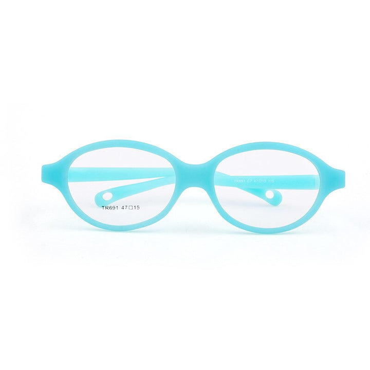 Unisex Round Full Frame Titanium Plastic Eyeglasses Frame Brightzone C7 cyan  