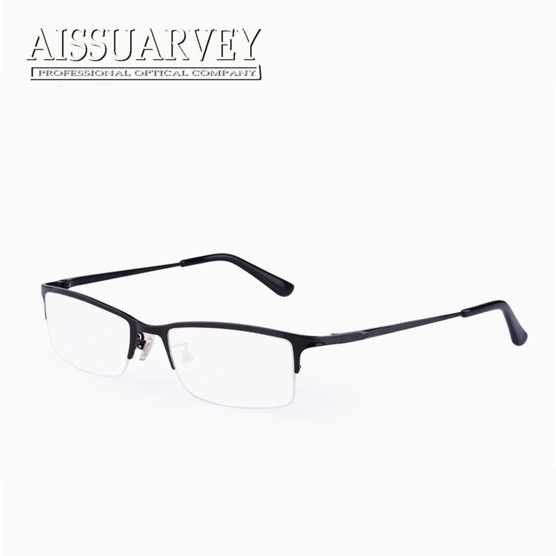Aissuarvey Men's Semi Rim Titanium Frame Eyeglasses AS8906 Semi Rim Aissuarvey Eyeglasses black  