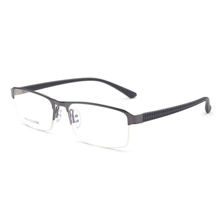 Reven Jate Men's Semi Rim Square Alloy Eyeglasses P9165 Frames Reven Jate Gray  
