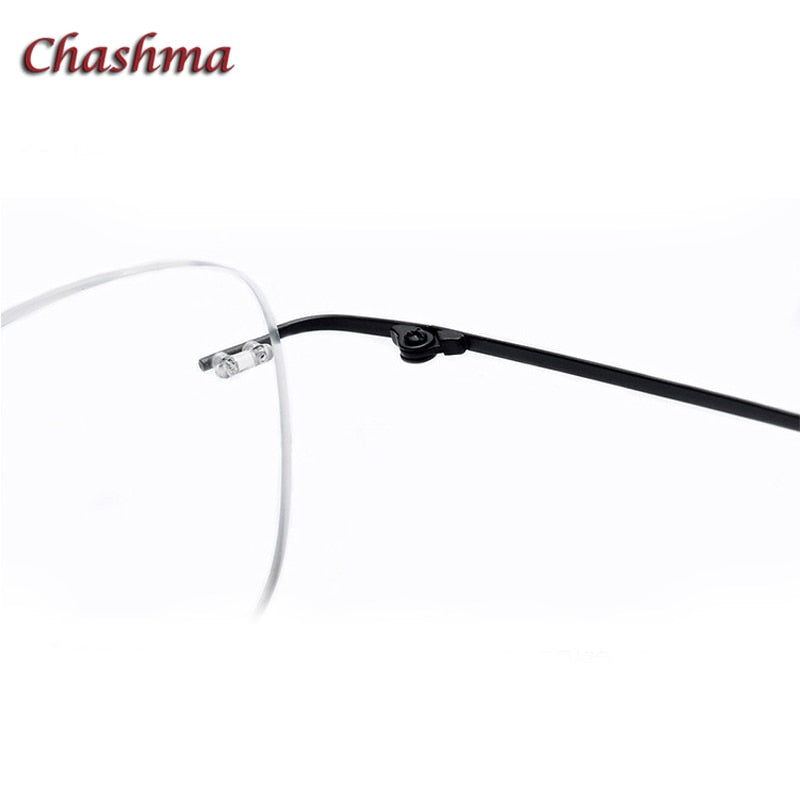 Chashma Ochki Unisex Rimless Square Titanium Eyeglasses 16011 Rimless Chashma Ochki   