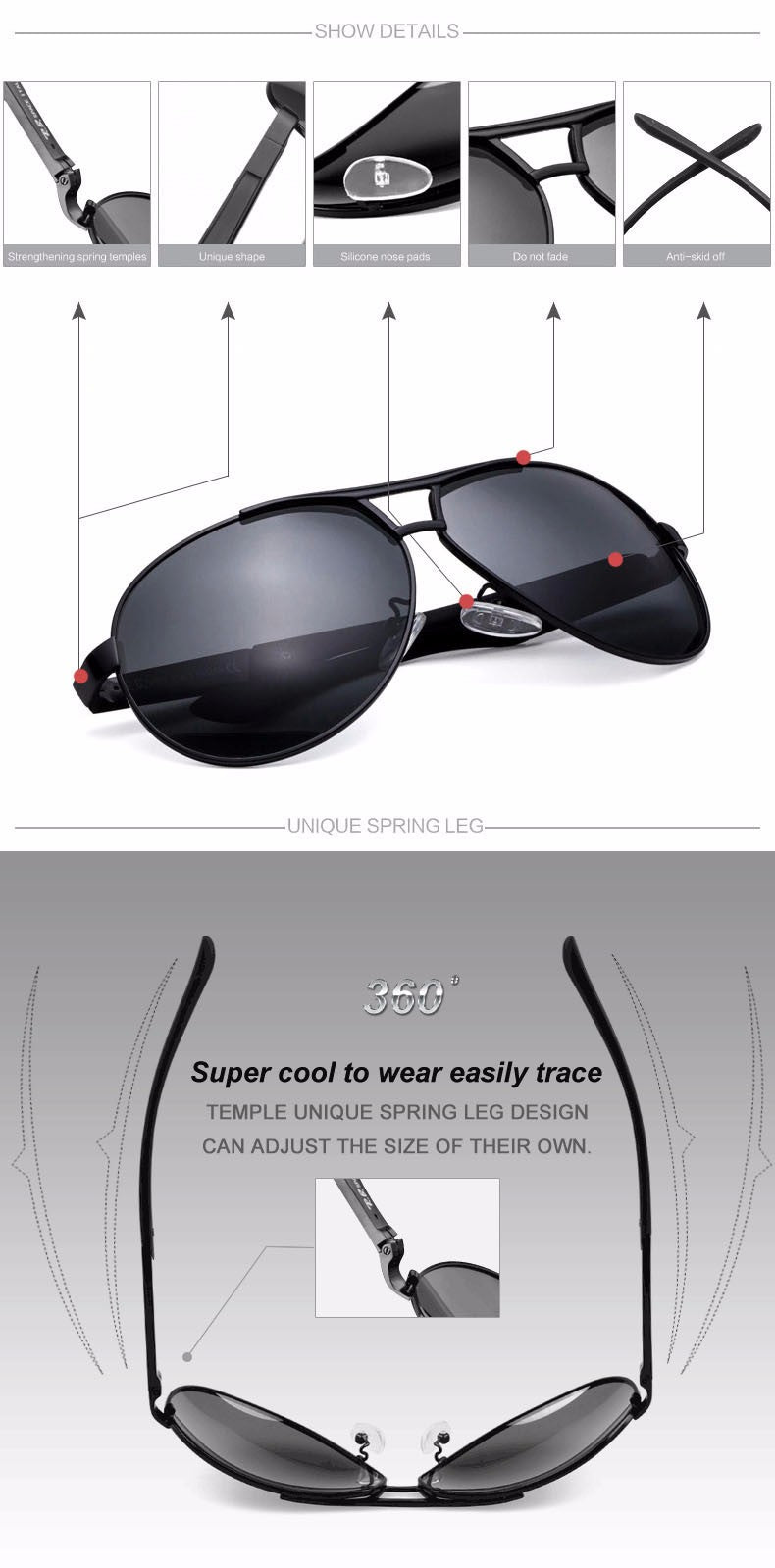 Reven Jate Men's Sunglasses Uv400 Polarized Coating Driving Mirrors Frame Material Alloy Sunglasses Reven Jate   