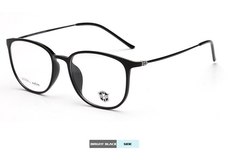 Unisex Eyeglasses Round Frame Ultem 2212 Frame Chashma Bright Black  
