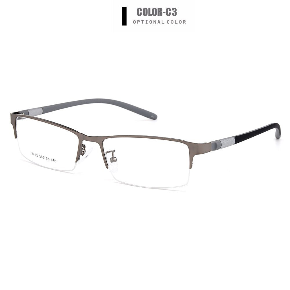 Men's Eyeglasses Semi Rim Titanium Alloy Square Y2442 Frame Gmei Optical C3  