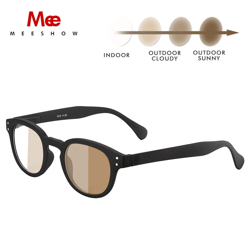 Unisex Sunglasses Reading Glasses Photochromic +225 To +325 Reading Glasses MeeShow +225 Black Photo Brown 