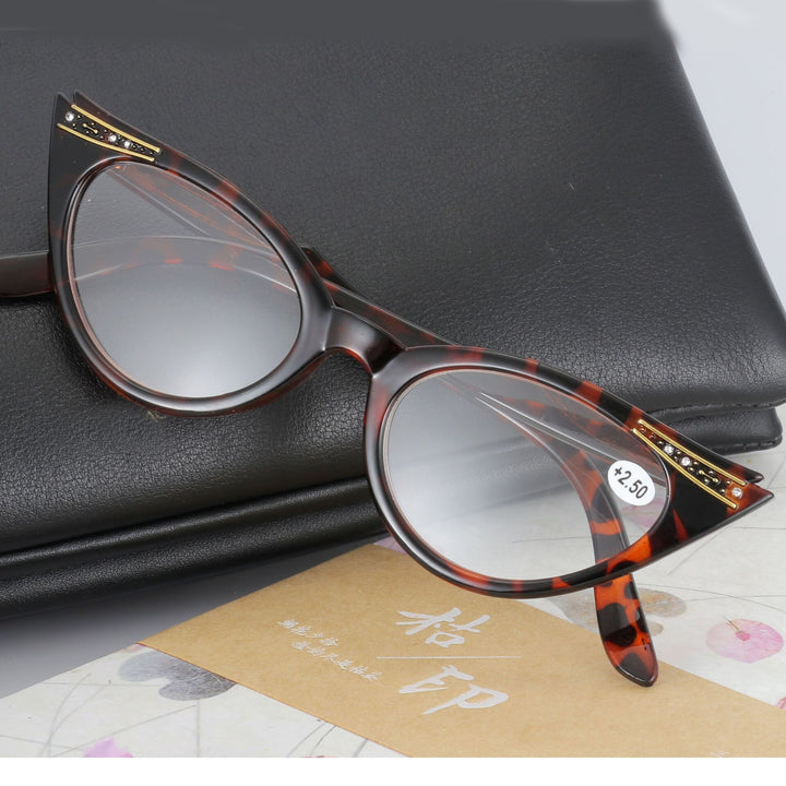 Women's Reading Glasses Acetate Cat Eye Hc C39 Reading Glasses Brightzone +100 Leopard 