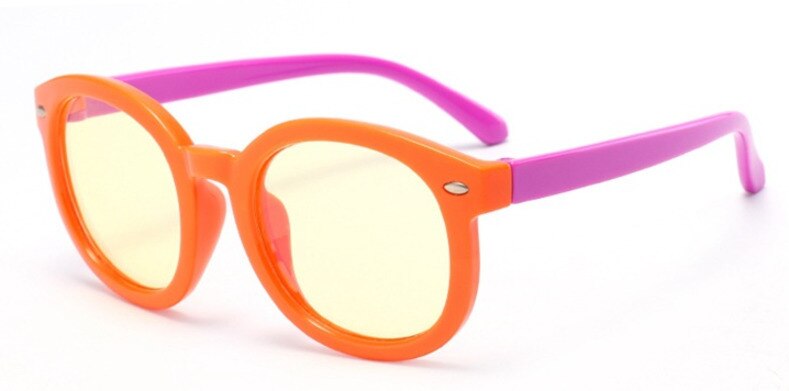 Children's Unisex Anti Blue Light Eyeglasses Candy Color Round Plastic Frame Anti Blue Brightzone Orange  