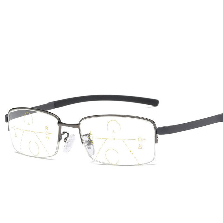 Unisex Half Rim Alloy Frame Progressive Reading Glasses 100-400 Reading Glasses Brightzone +100 Black 