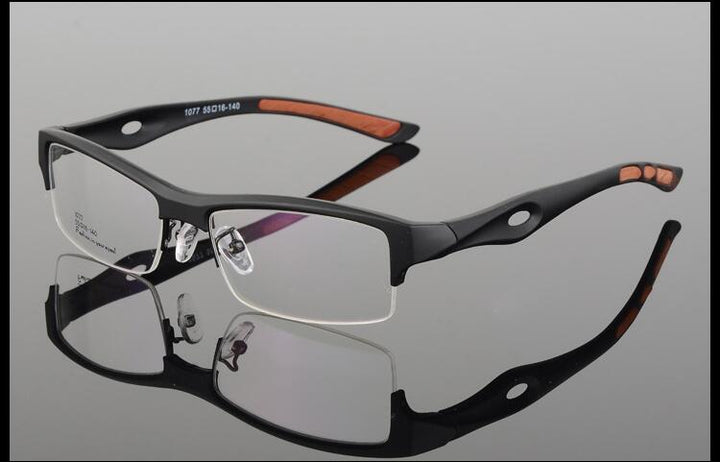 Men's Square Semi Rim Sports Eyeglasses N1077 Sport Eyewear Bclear MULTI  
