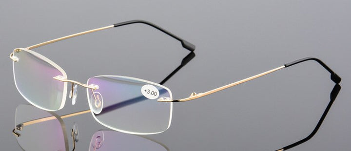 Unisex Presbyopic Rimless Alloy Folding Reading Glasses 3002 Reading Glasses Brightzone +100 Gold 