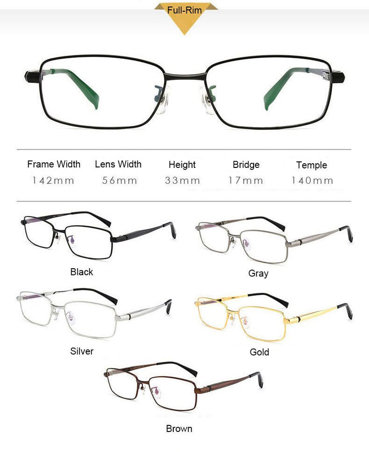 Hotochki Men's Full/Semi Rim Titanium Frame Progressive Reading Glasses 81133 Reading Glasses Hotochki   