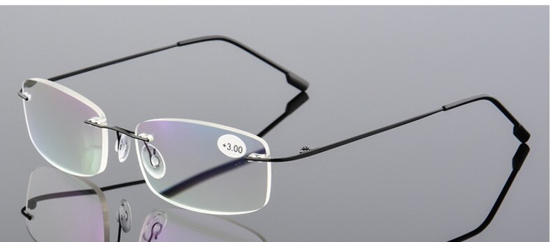 Unisex Presbyopic Rimless Alloy Folding Reading Glasses 3002 Reading Glasses Brightzone +100 Black 