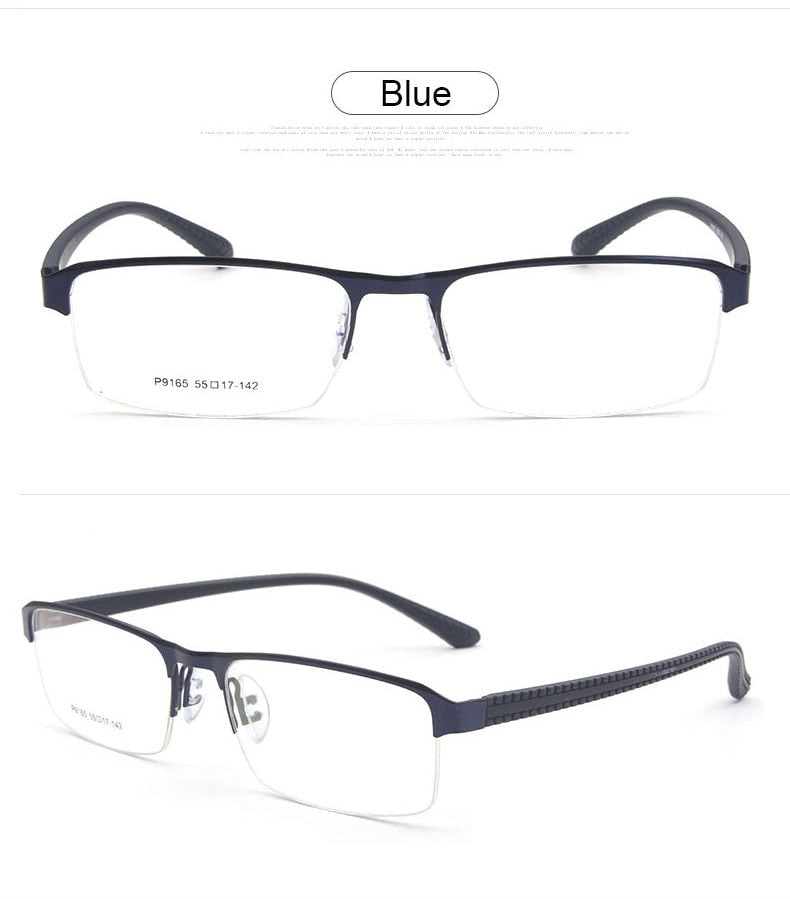 Reven Jate Men's Semi Rim Square Alloy Eyeglasses P9165 Frames Reven Jate   