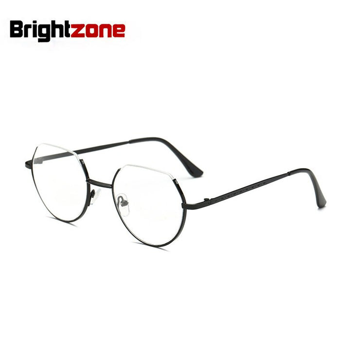 Unisex Eyeglasses Plastic Metal Frame Irregular 3221 Frame Brightzone Bright Black  