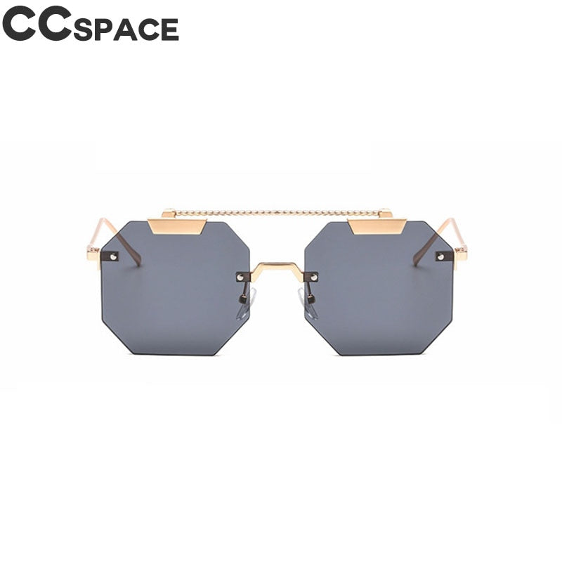 CCSpace Women's Rimless Polygon Square Alloy Frame Sunglasses 47818 Sunglasses CCspace Sunglasses C1 gold black  