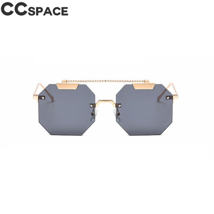 CCSpace Women's Rimless Polygon Square Alloy Frame Sunglasses 47818 Sunglasses CCspace Sunglasses C1 gold black  