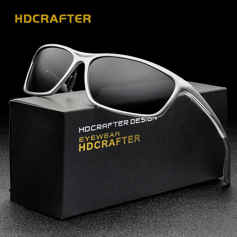 Hdcrafter Men's Full Rim Aluminum Magnesium Rectangle Frame Polarized Sunglasses L2179 Sunglasses HdCrafter Sunglasses   