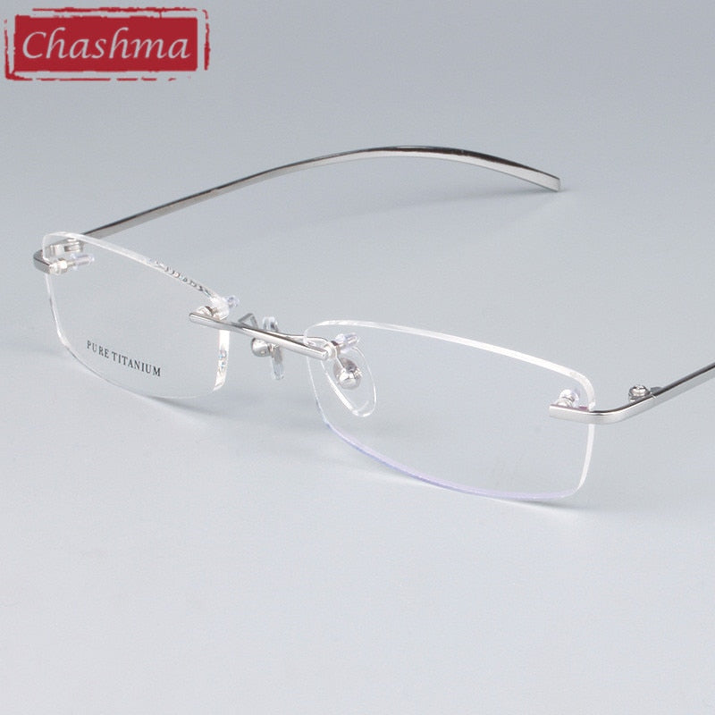 Chashma Ottica Unisex Rimless Rectangle Titanium Eyeglasses 1028 Rimless Chashma Ottica   