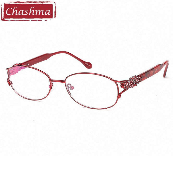 Chashma Ottica Women's Full Rim Oval Titanium Eyeglasses 2399 Full Rim Chashma Ottica Red  