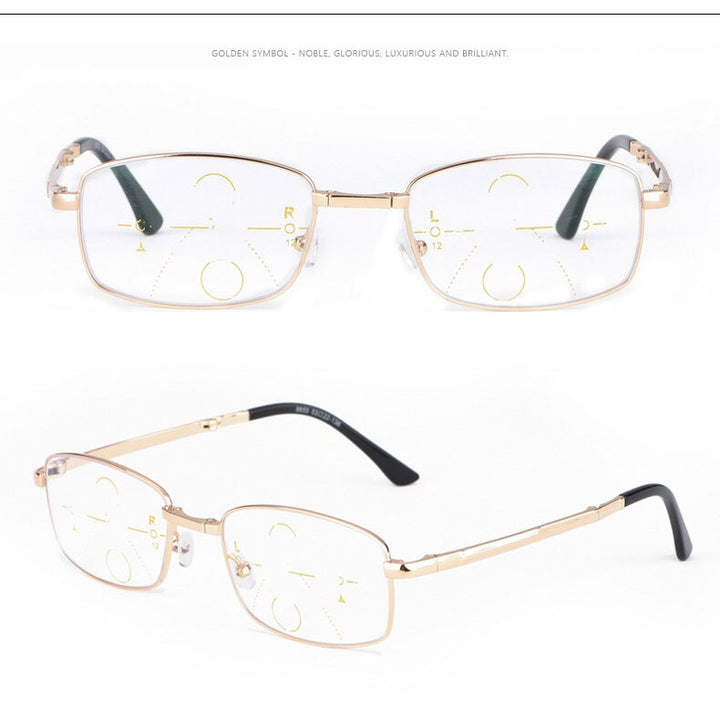 Hotochki Unisex Foldable Full Rim Alloy Frame Progressive Anti Blue Light Reading Glasses B855 Reading Glasses Hotochki   
