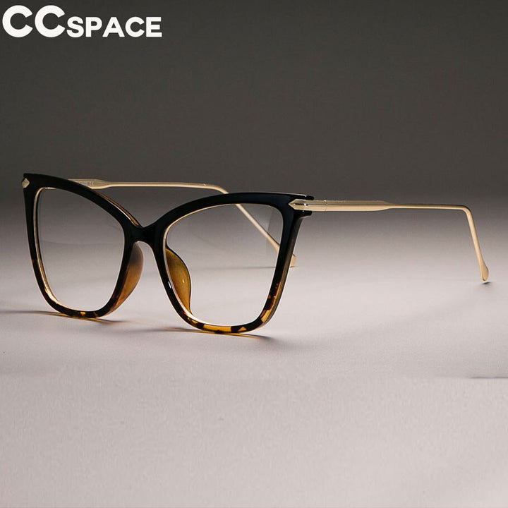 CCSpace Women's Full Rim Oversized Square Cat Eye Acetate Frame Eyeglasses 45077 Full Rim CCspace C9 black brown  