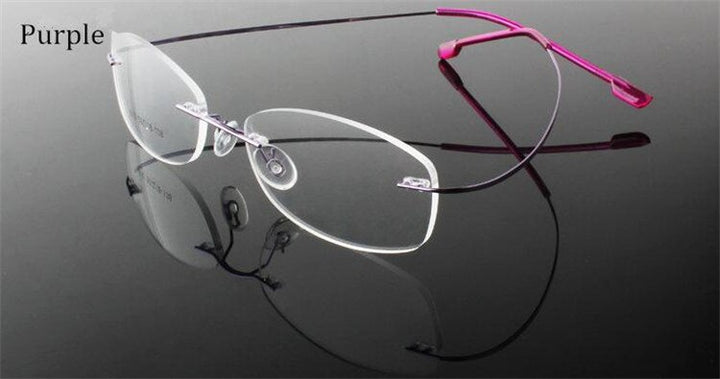 Chashma Ottica Unisex Rimless Rectangle Titanium Eyeglasses Frp1510 Rimless Chashma Ottica purple  