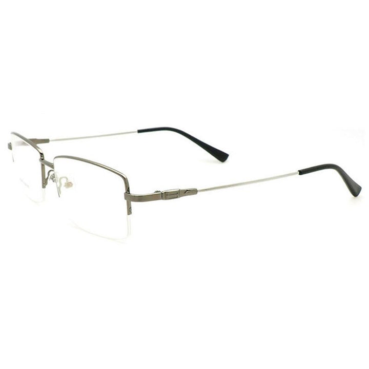 Reven Jate Men's Semi Rim Square Titanium Alloy Eyeglasses Frames Reven Jate Gray  
